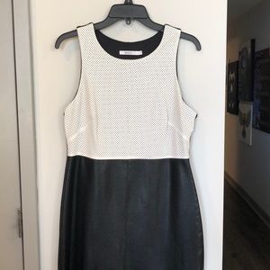 NEVER WORN black/white matte faux leather dress